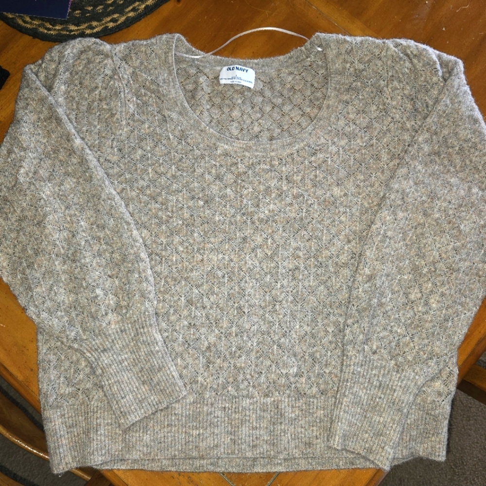 Old Navy large pointelle tan sweater